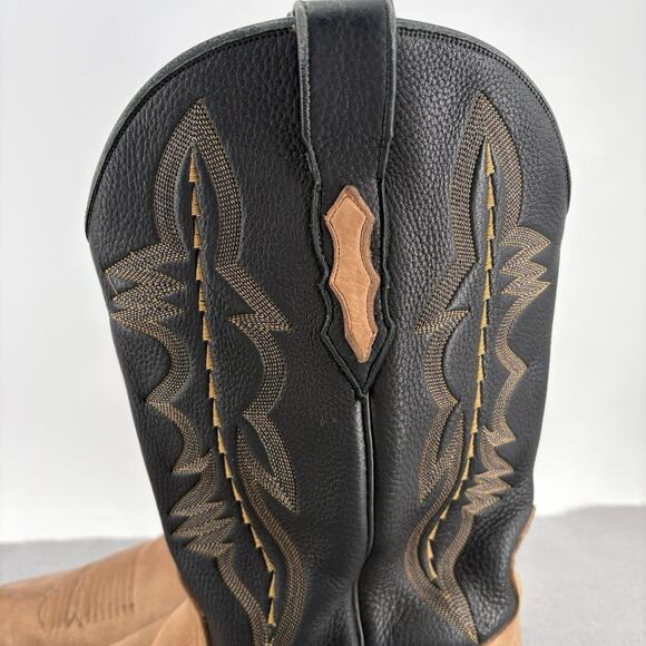 LUCCHESE 2000 Two Tone Cowboy Boots T3503J4 10 EE Dark Chocolate & Tan Leather